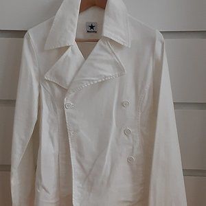 Melville white stretch cotton DB Peacoat style jacket size M - Italy